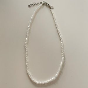 Vintage Nolan Miller white glass beaded adjustable necklace